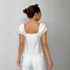 The New Women's Fashion Is Elegant and Stylish, Featuring A Short-sleeved T-shirt with A Patchwork and Hollowed-out Design
