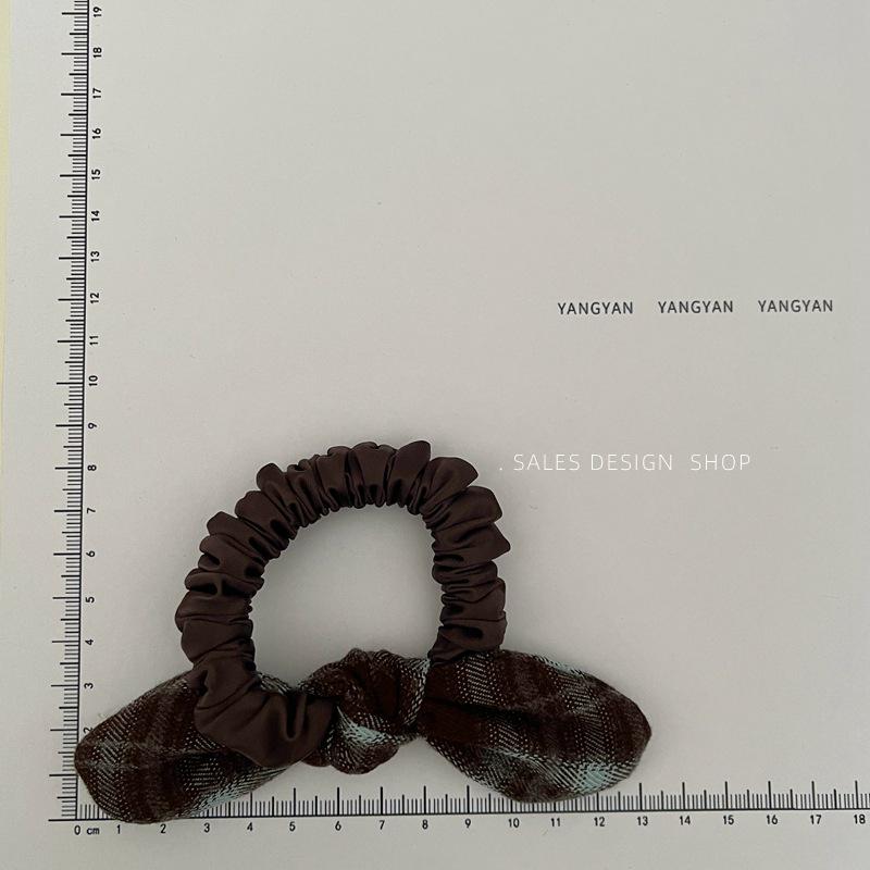 Dongdaemun Plaid Leopard Print Bow Hair Tie - Versatile Autumn/Winter Accessory