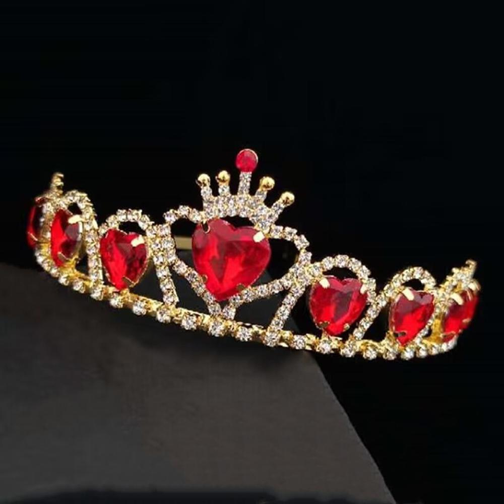 1pc Red Crown Shaped Birthday Gift Princess Headband Elegant Party Headwear Accessory Fashionable Women Royal Hair Decoration