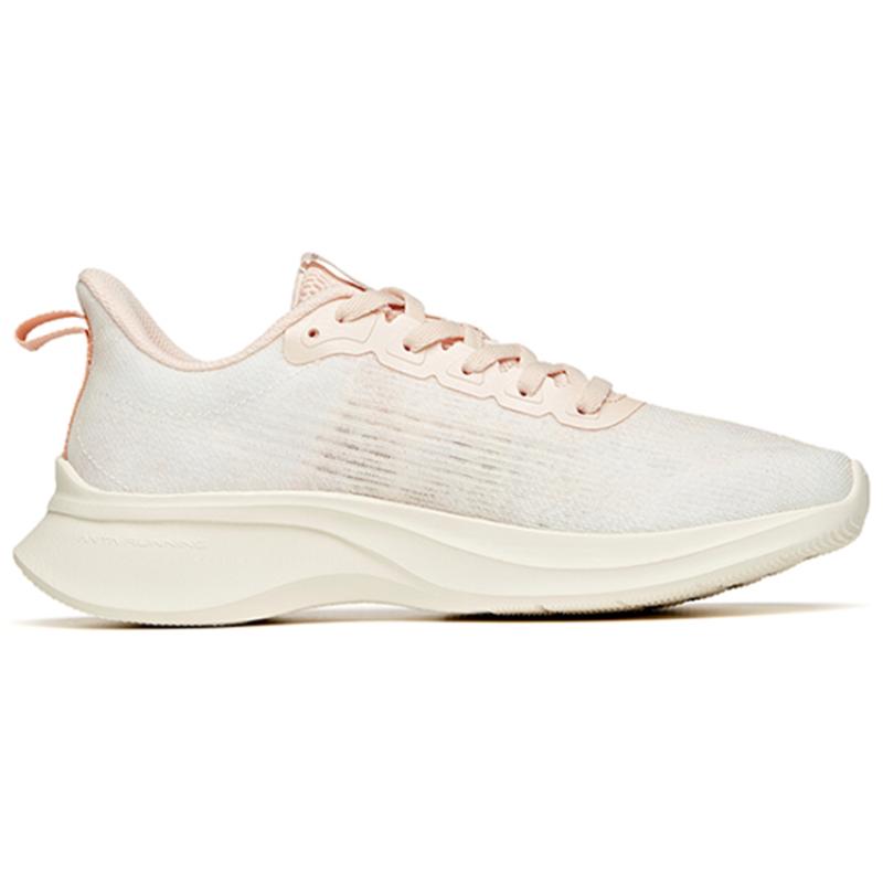 Anta Cushioned Anti-Slip Wear-Resistant Breathable Lightweight Low-Top Running Shoes Women's White Pink Sneakers 122235570S-3