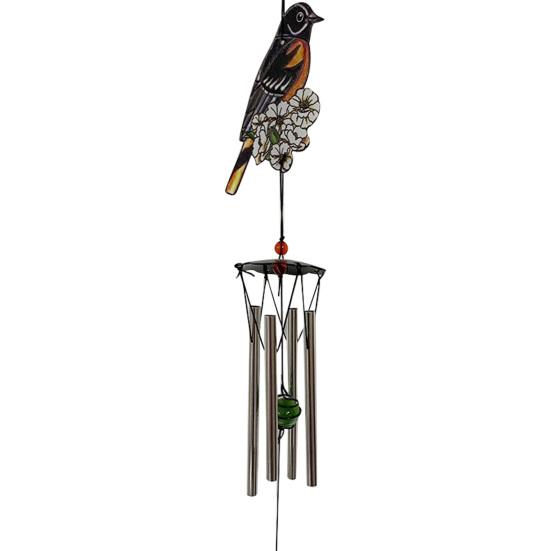 Bird Wind Chimes for Outside Stained Glass Bird Hanging Windchime with 4 Tubes for Balcony Garden Porch Backyard Decor