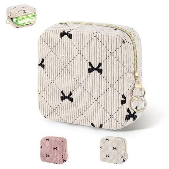 Cosmetic pouchladiessanitary pouchmakeup pouchsmall item holderwashablemenstrual bagsquarethin typedividerportablefunctionalcompacttravelcutewome bag