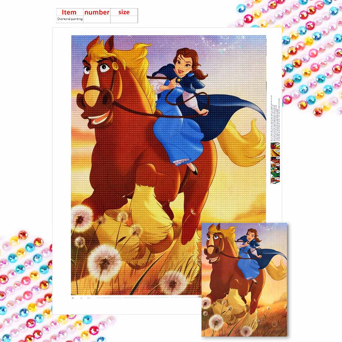 

5D Алмазная Живопись Сделай Сам Принц на Коне Полная Выкладка Стразы Мозаика Вышивка Изделия Ручной Работы Домашний Декор Подарок Round 20x30cm