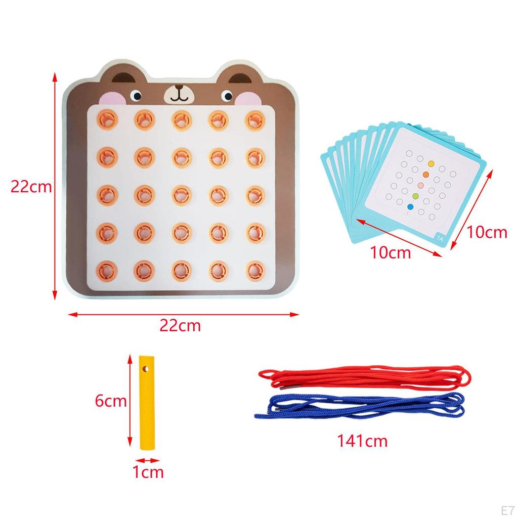 Lacing Threading Toy with Cards, Educational Teaching Aids Cartoon Playing Game for Baby Age