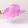 Popular Women's Western Cowboy Hat, Elegant with Sparkling Rhinestone Tassel Wide Brim Sparkling Retro