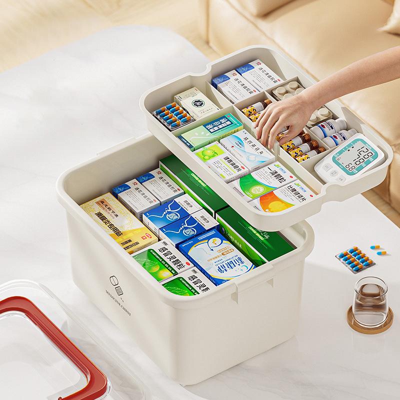 Large Capacity Medicine Box Portable Home First Aid Medical Kit Family Emergency Medicine Box With Multi-Layer Drug Storage Case