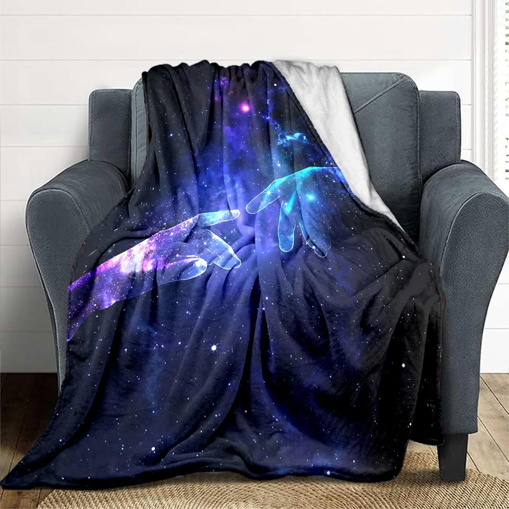 1pc Galaxy Hands Blanket, Lightweight Flannel Throw Blanket for Sofa, Bed, Travel, Camping, Living Room, Office, Couch042
