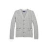 Polo Knitted Cardigan Ss23 Solid Color V-Neck Single-Breasted Long Sleeve Women Cardigans Gray 323882842-001