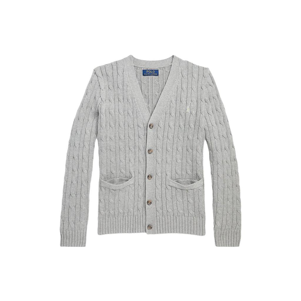 Polo Ralph Lauren Knitted Cardigan Ss23 Solid Color V-Neck Single-Breasted Long Sleeve Women cardigans Gray 323882842-001