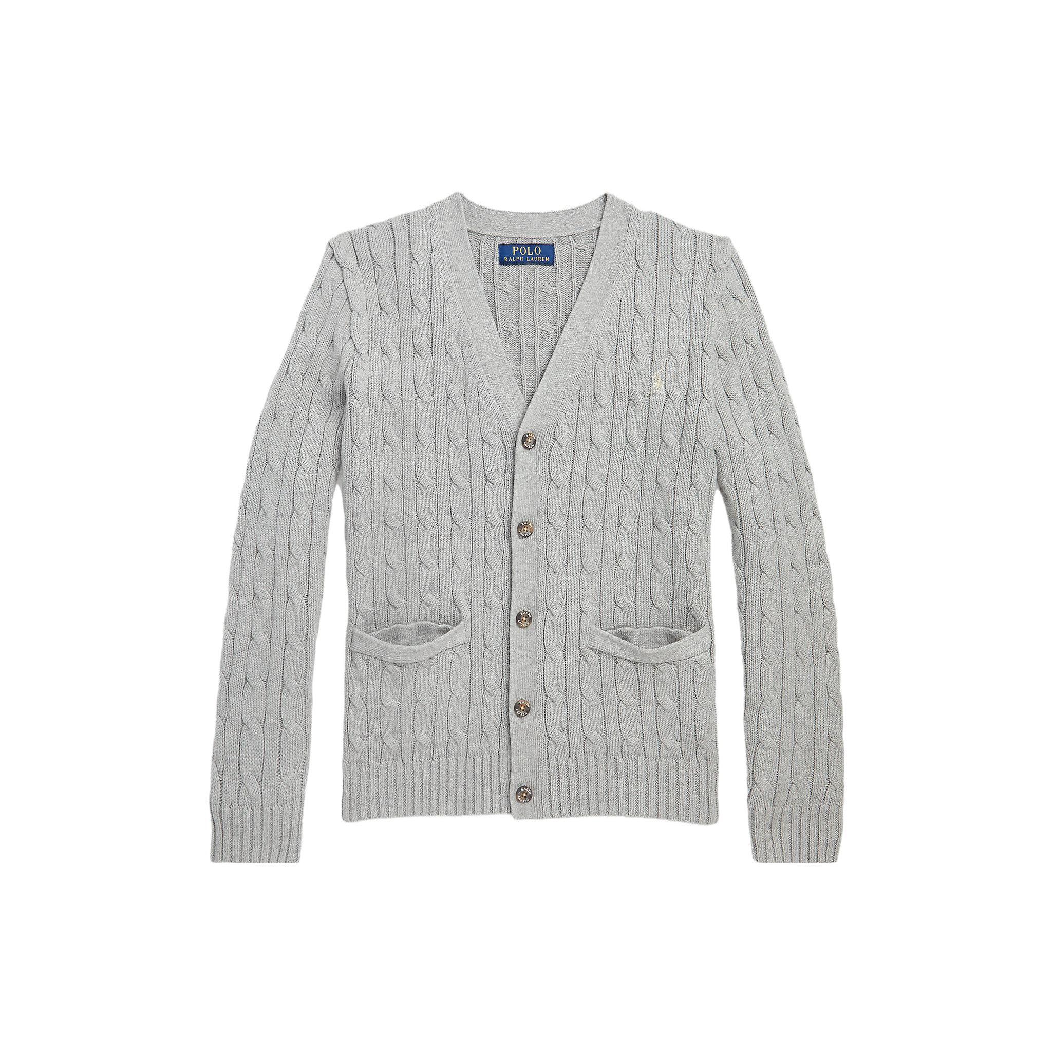 

Вязаный кардиган Polo Ralph Lauren Ss23 однотонный V-образный вырез однобортный длинный рукав женские кардиганы серый 323882842-001 L