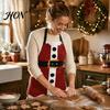 Oil Proof Cooking Cover Christmas Apron with Santa Gingerbread Prints, Waterproof Resistant Holiday Apron, Adjustable Tie for Kitchen Baking