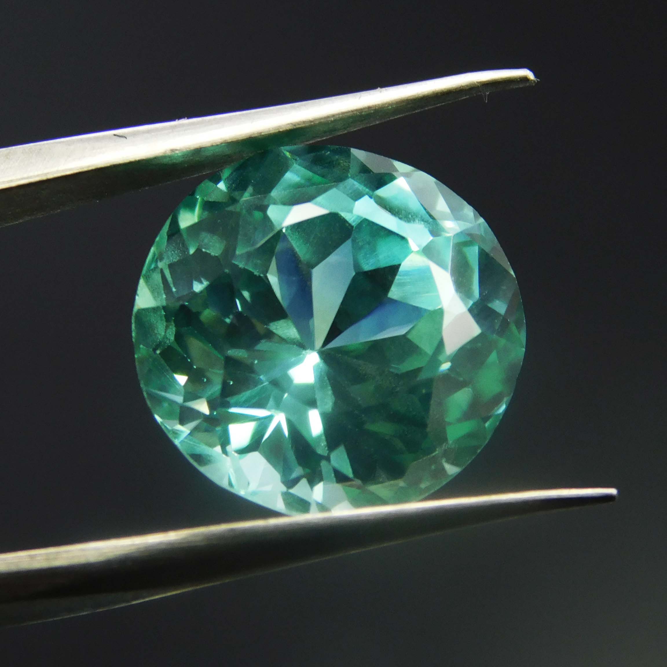

8.85 Ct Natural Montana Sapphire Round Cut CERTIFIED Loose Gemstone Bluish Green A-2830 12.3 mm approx зелений