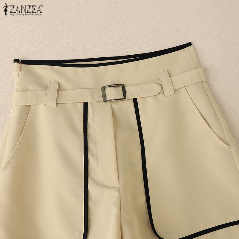 ZANZEA Women Summer Loose Casual Patchwork Short Pants