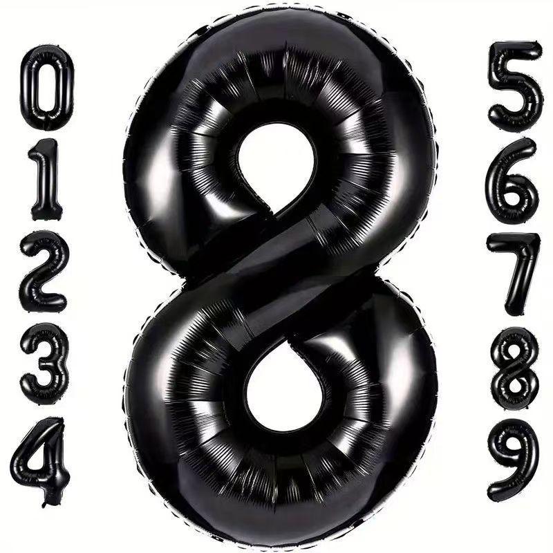 32-inch Black Aluminum Foil Balloons for Birthday Party Decorations