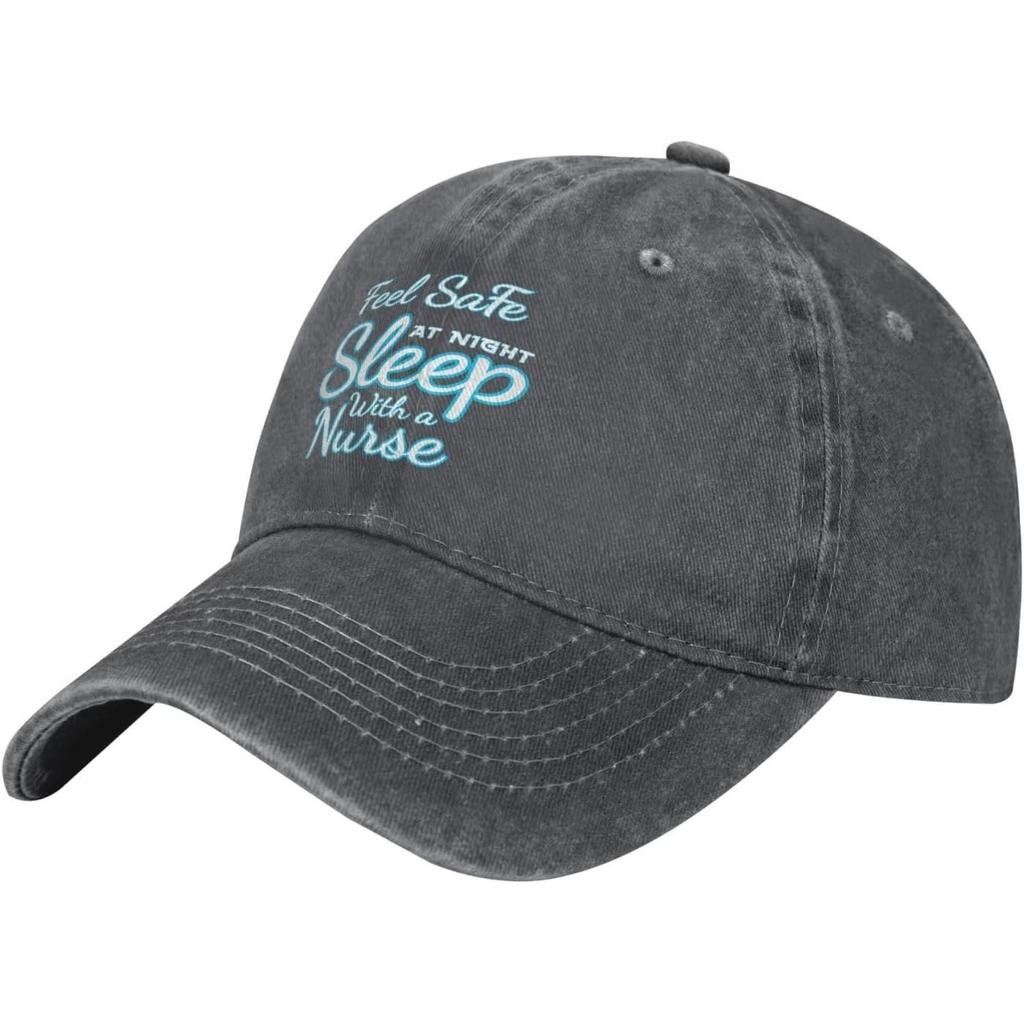 Feel Safe Sleep With A Nurse Baseball Cap Adjustable Vintage Cotton Dad Hat for Unisex