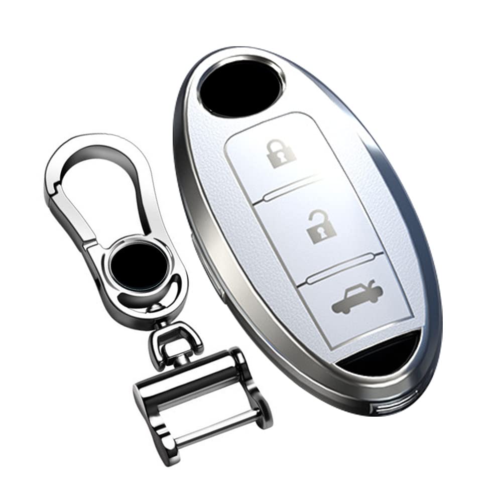 

LETINGFAR Key Case for Nissan, Smart Key Case, Key Cover, TPU Leather Handle, 3 for nissan белый