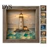Eye-catching Home Decor Sea Glass Art Painting with LED Light, DIY Mosaic Arts and Craft Kit, Ambient Picture Frame Light Ocean Themed Beach