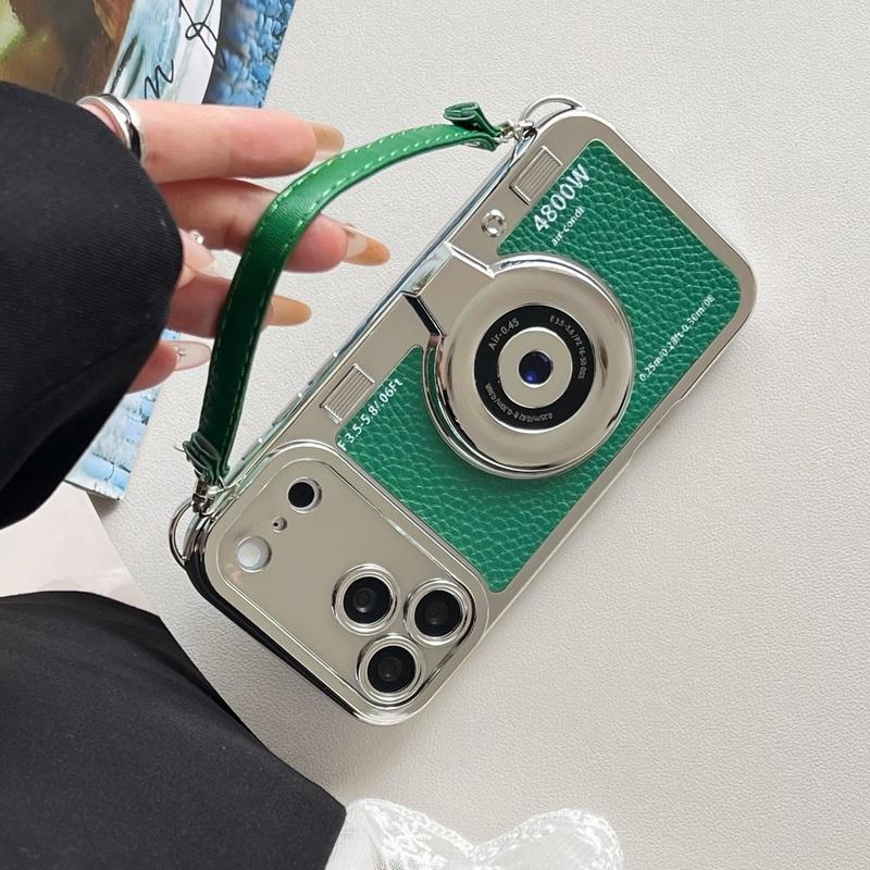 Creative 3D Camera Phone Case For iPhone 17 16 15 14 Plus 13 12 11 18 Pro Max Lens Protective Shockproof Cover with Lanyard