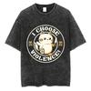 Funny I Choose Violence Washed T Shirt Funny Cat Meme Popular Short Sleeve Men Women Oversized Casual Cotton T Shirts Streetwear