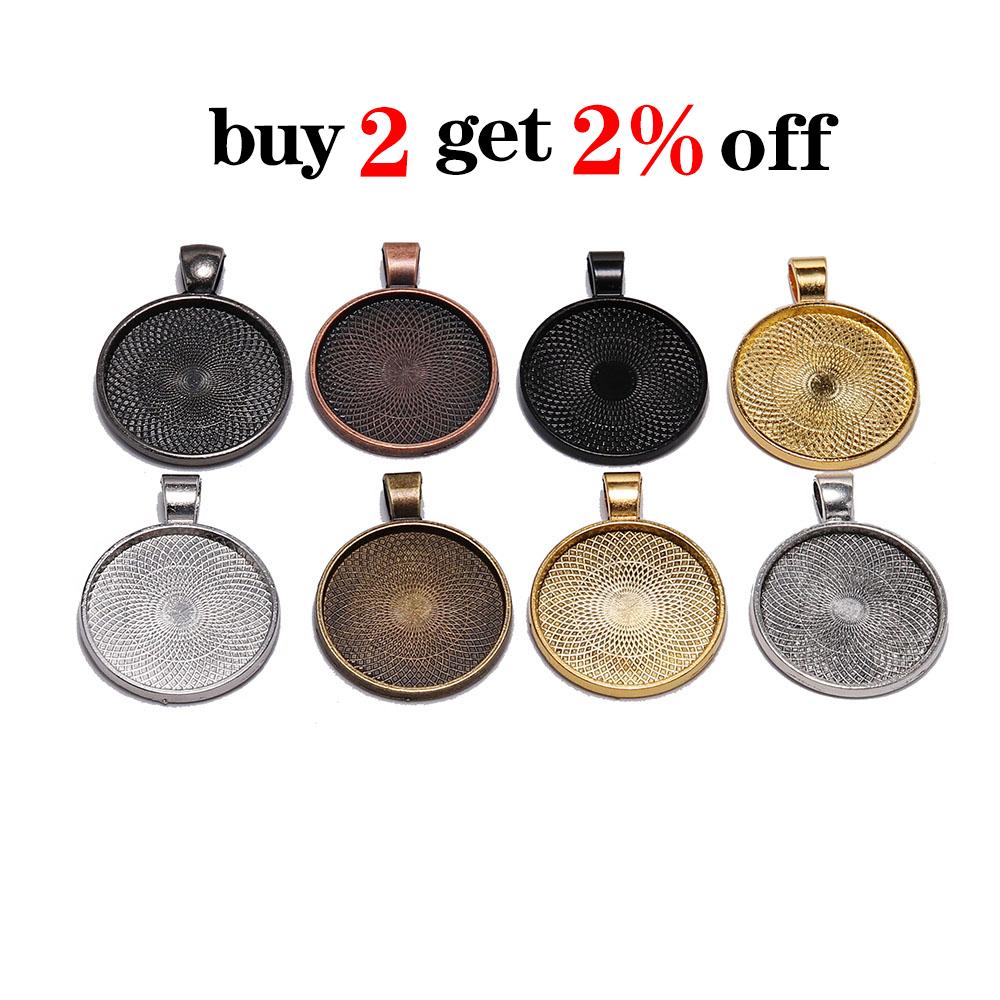 10pcs/lot 25 mm Cabochon Base Tray Bezels Blank  Gold Necklace Pendant Setting Cabochon Base For Jewelry Making Supplies
