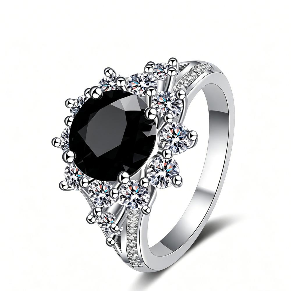 

3CT 925 Sterling Silver Moissanite Ring Luxury Style D VVS1 Exquisite Moissanite Jewelry US Size 7 чёрный