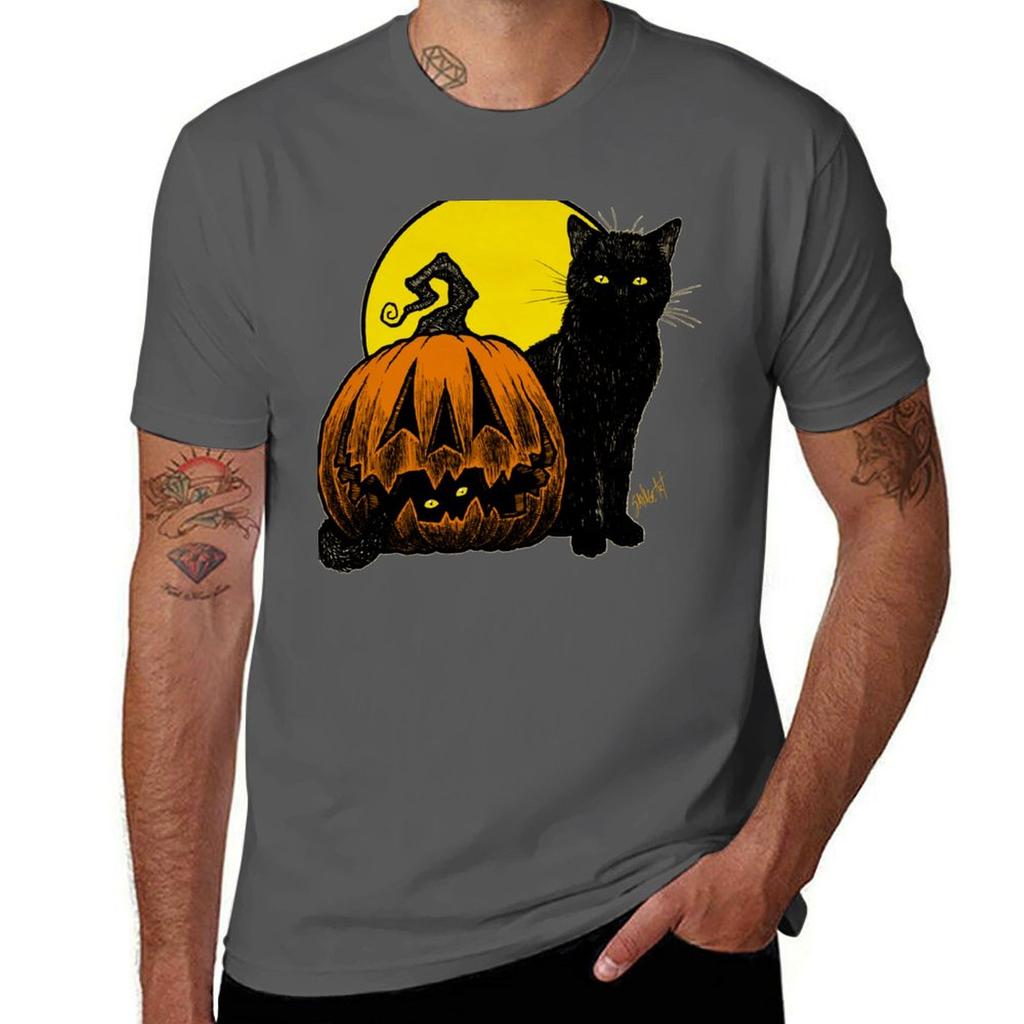 Still Life with Feline and Gourd TShirt Casual All Match Short Sleeve TShirt