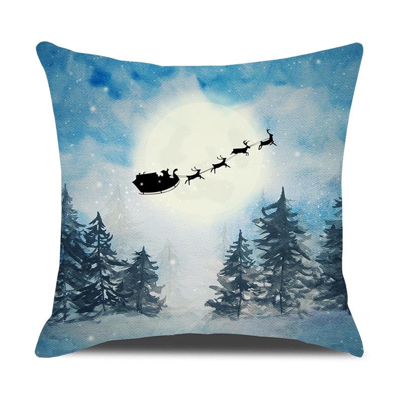 Red Car Christmas Tree Santa Cushion Cover Christmas Pillowcase Home Sofa Chair Bed Pillowcase
