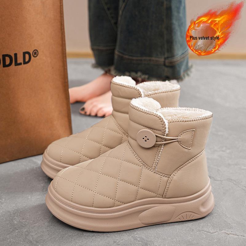 Women s Plus Velvet Thickened Fur-Lined Waterproof Snow Boots 37 хаки