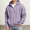Men's Full Zip Hoodie Drop Shoulder Sleeves, Casual Long Sleeve Sweatshirt for Everyday Wear