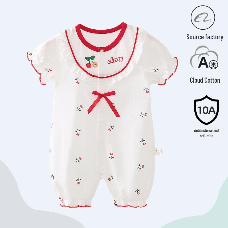 Antibacterial Summer Short-Sleeve Newborn Cotton Bodysuit