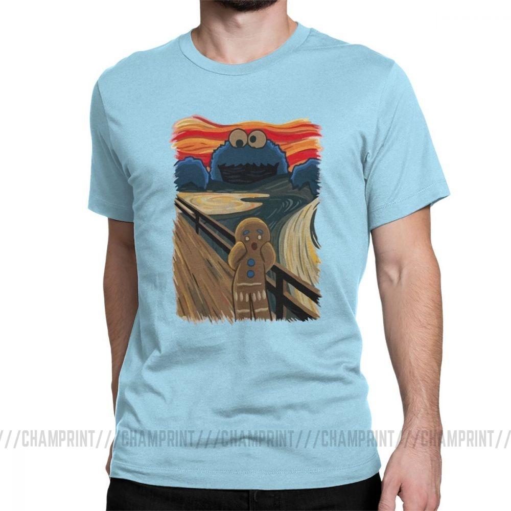 Famous Painting Harajuku Clothing Shouting Screaming Gingerbread Men S T Shirts Sesame Street Tee Shirt Cookie