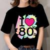 Retro Love 80s  T-shirt for Women's Summer Fashion O-neck Short Sleeved Oversized Top Casual T-shirt Loose Streetwear Harajaku