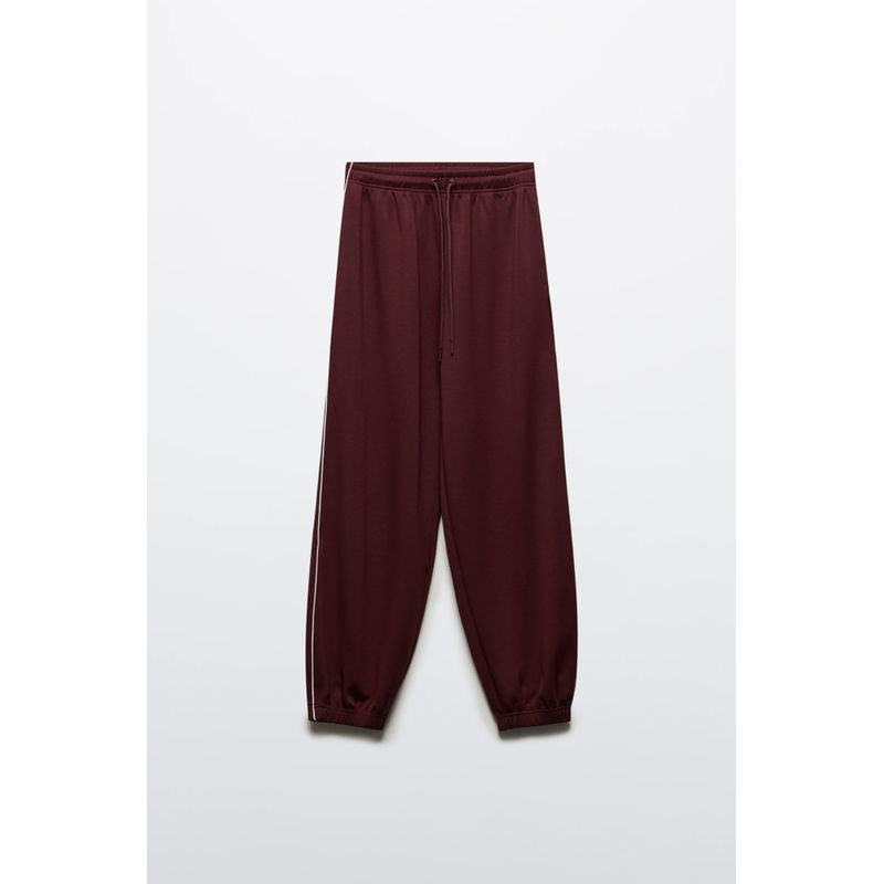 

BeFree Мягкая модальная смесь Спортивный колледж стиль Завязанные на щиколотке Свободные брюки под цветом Русский лайм Deep purple L