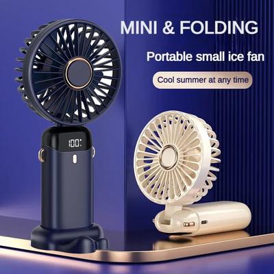Tragbarer, persönlicher, wiederaufladbarer Handventilator, LED-Digitalanzeige, 90 ° verstellbarer, wiederaufladbarer Ventilator, 5-Gang-Wind, Mini-Aromatherapie
