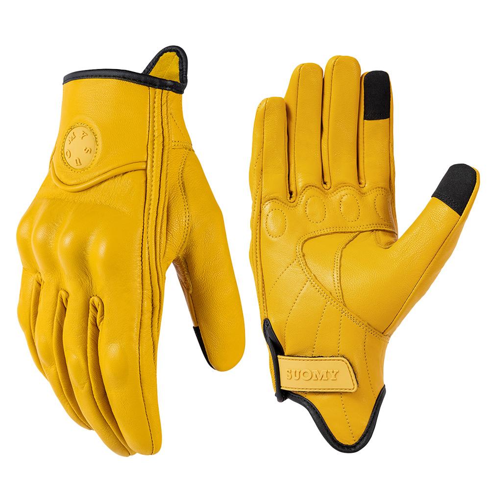 Cycling anti-drop gloves summer touch screen sheepskin retro locomotive men's and women's knight equipment
