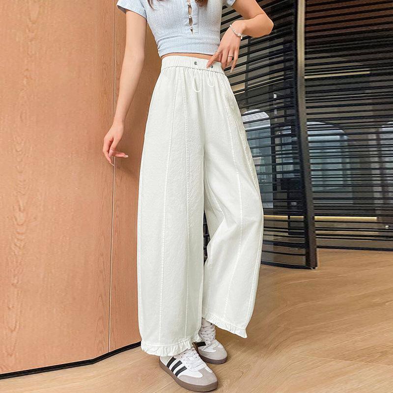 2026 Summer New Style Versatile Ruched Lantern Maternity Pants: Loose, Slimming, Casual Balloon Wide Leg, Cropped Fit Medium