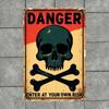 Vintage Skull Danger Metal Poster, Garage Wall Decor