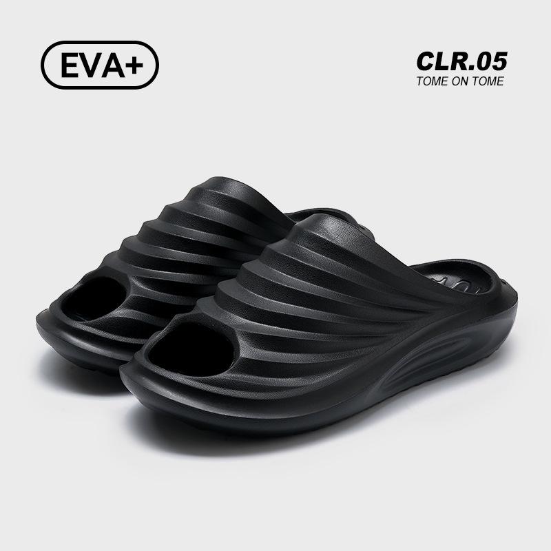 

Пляжная обувь для мужчин, нескользящая и не издающая запаха для улицы, прохладные тапочки для ног, для дома в помещении, для ванной весной и летом, сандалии для ванной 44/45 (suitable for size 43/44) чёрный