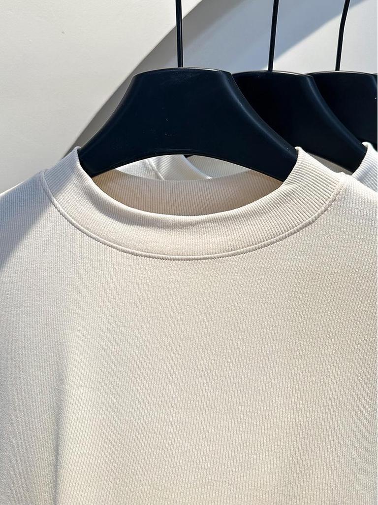 Trendy Women's Ribbed Cotton Stand-Up Collar Long Sleeve Base Shirt for Spring 2025