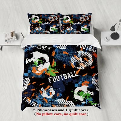 3pcs Bedding Set Cartoon Football 3D PrintED Brushed Comfortable Duvet Cover King Queen Twin Single Size Bithday Gift Room Decor