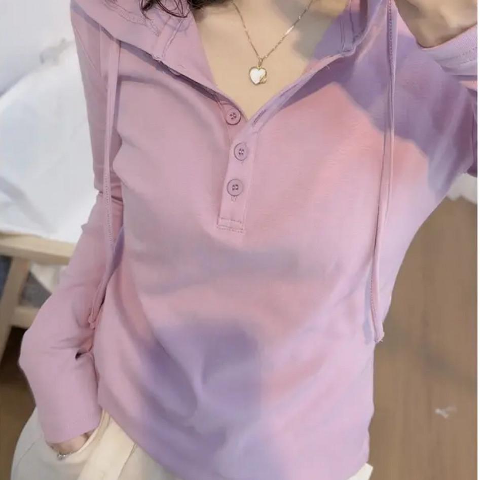 Camiseta Sudadera Minimalista de Manga Larga con Empalmes para Ropa Casual de Ocio