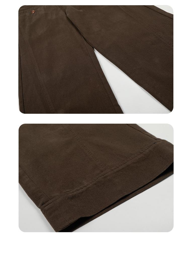 Yongfang Unisex Retro Wide-Leg Work Pants with Button Pocket Design