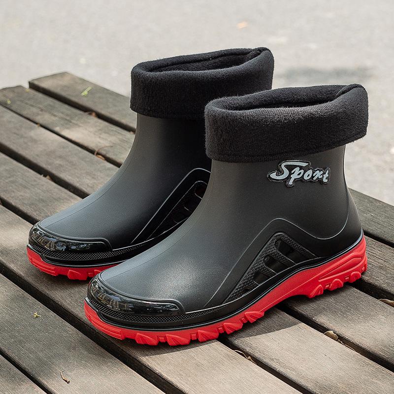 2025 fashion short water shoes men's, light and wear-resistant rubber shoes kitchen non-slip low-top waterproof rain boots men