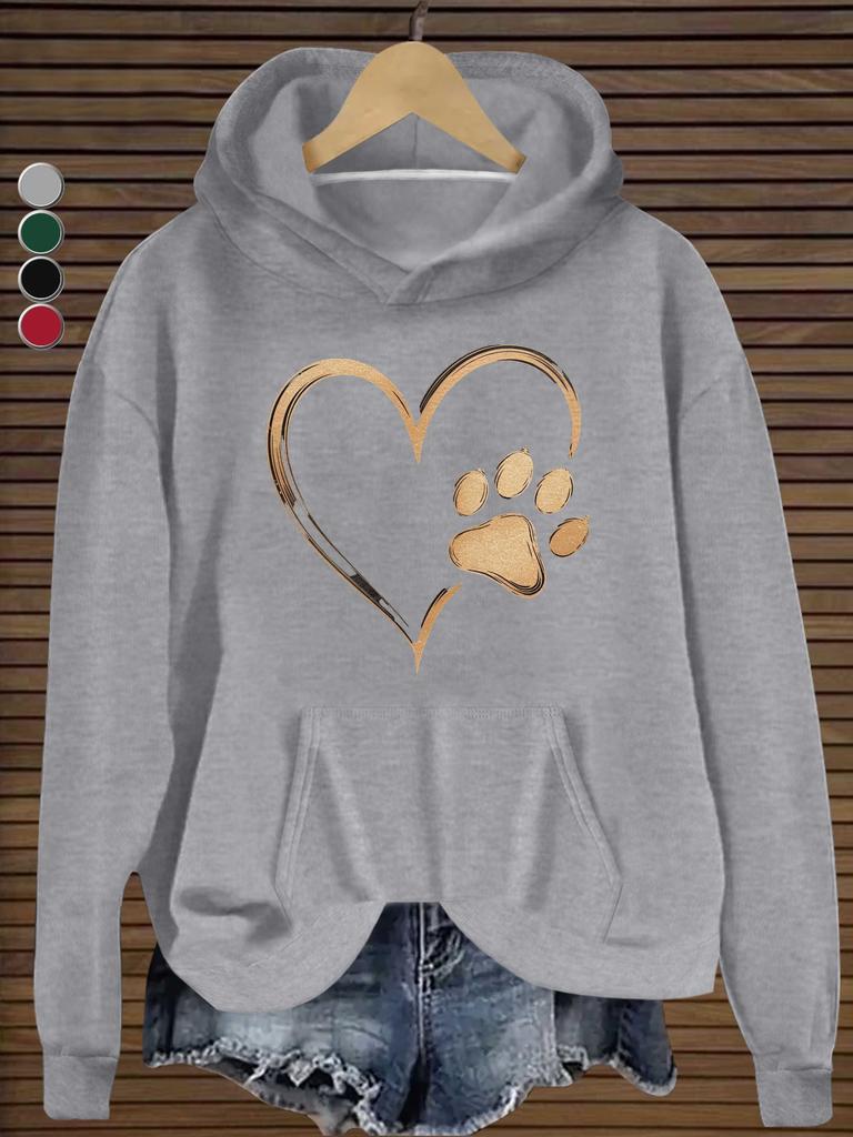 Heart Outline With Paw Print women's hoodies