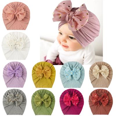 Chapéu de bebê com laço fofo tecido elástico de nylon acessórios para cabelo infantil protetor solar chapéu à prova de vento