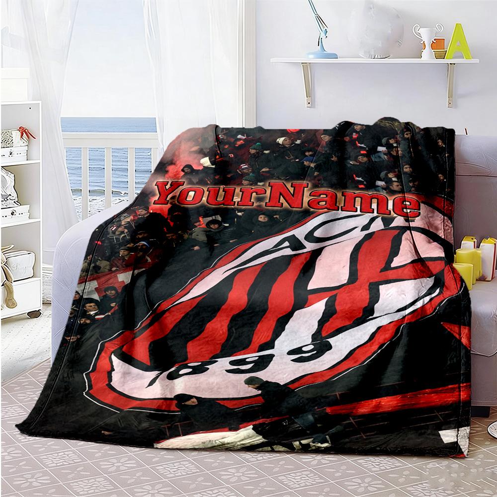 Ac Milan Customize Your Name Blanket Gift Customizable Blanket Warmthful Decor Throw For Picnics Bed Home Decor Office Chair for All Occasions