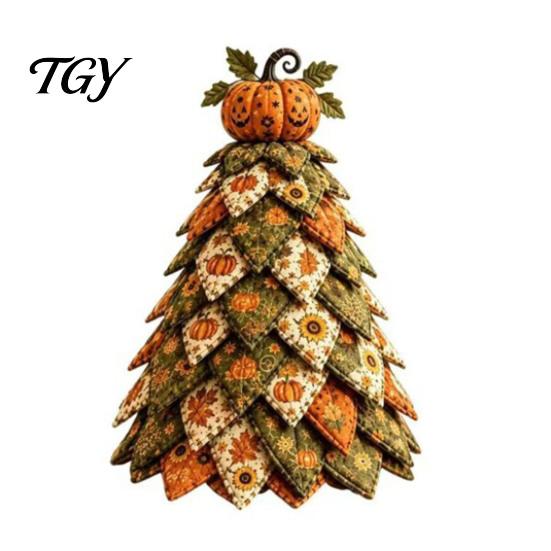 Fall Seasonal Decorations Halloween Quilted Fabric Tree Kit, Witch Cat Spider DIY Handmade Keepsake Decor 3D Padded Sewing Craft Project for