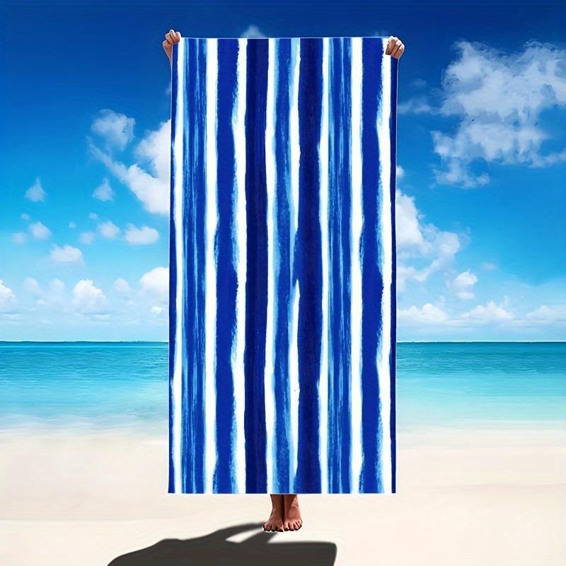 Blue and White Stripe Beach Towel: Dive into Summer Comfort Suitable for towels, bath towels, beach towels 35x75cm&1pc