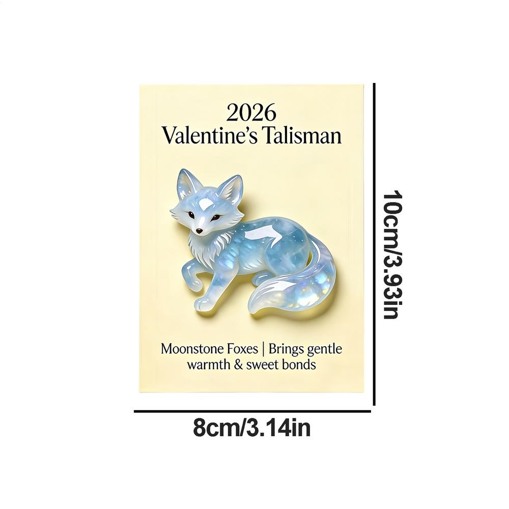 

2026 Valentine s Day TalismanValentine Greeting Cards Acrylic Valentines Pocket Keepsake Moonstone Crystal Foxes Ornament