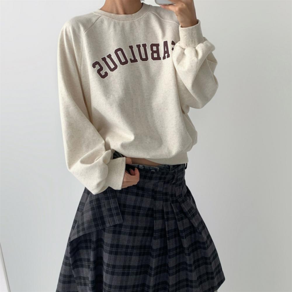 New Arrivals Open Run Women Oversized Raglan Lettering Pattern Fall Long Sleeve